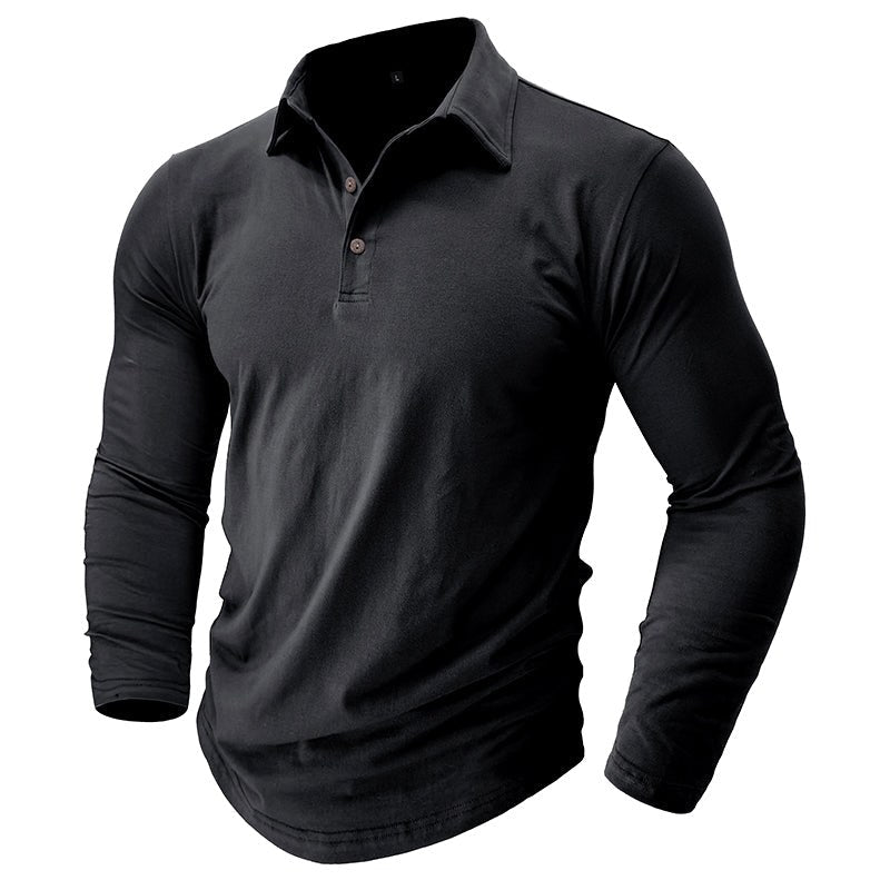 Claus | Men's Long-Sleeve Polo Shirt, Modern Polo Shirt | Everlasting Boutique | Grey