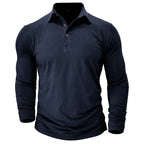 Claus | Men's Long-Sleeve Polo Shirt, Modern Polo Shirt | Everlasting Boutique | Navy Blue