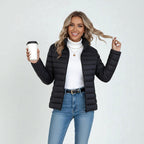 Clemence | Women's Lightweight Quilted Jacket, Slim-Fit Zip Jacket | Everlasting Boutique | Silver grey