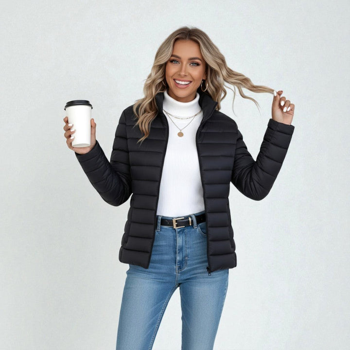 Clemence | Women's Lightweight Quilted Jacket, Slim-Fit Zip Jacket | Everlasting Boutique | Silver grey
