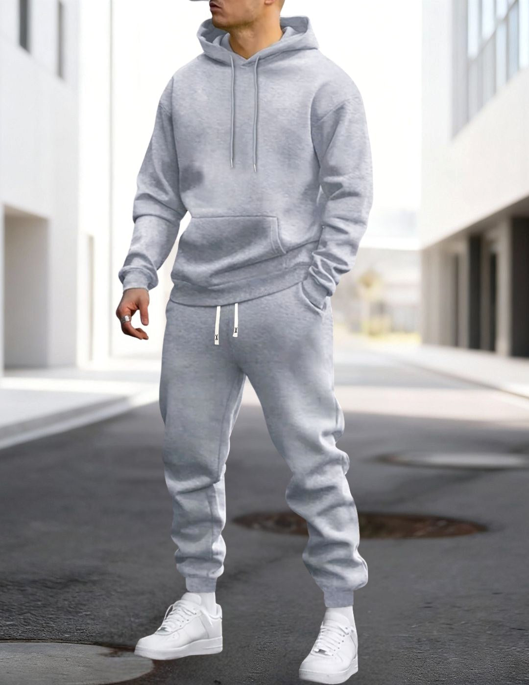 Clive | Men's Hooded Loungewear Set with Joggers, Comfortable Two-Piece Set | Everlasting Boutique | Grijs