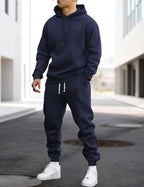 Clive | Men's Hooded Loungewear Set with Joggers, Comfortable Two-Piece Set | Everlasting Boutique | Donkerblauw