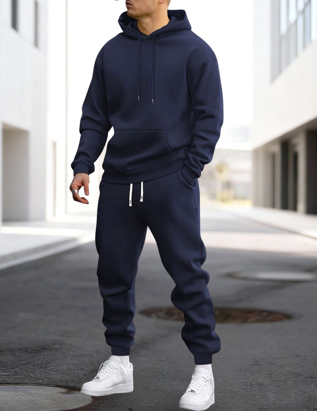 Clive | Men's Hooded Loungewear Set with Joggers, Comfortable Two-Piece Set | Everlasting Boutique | Donkerblauw