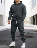 Clive | Men's Hooded Loungewear Set with Joggers, Comfortable Two-Piece Set | Everlasting Boutique | Donkergrijs