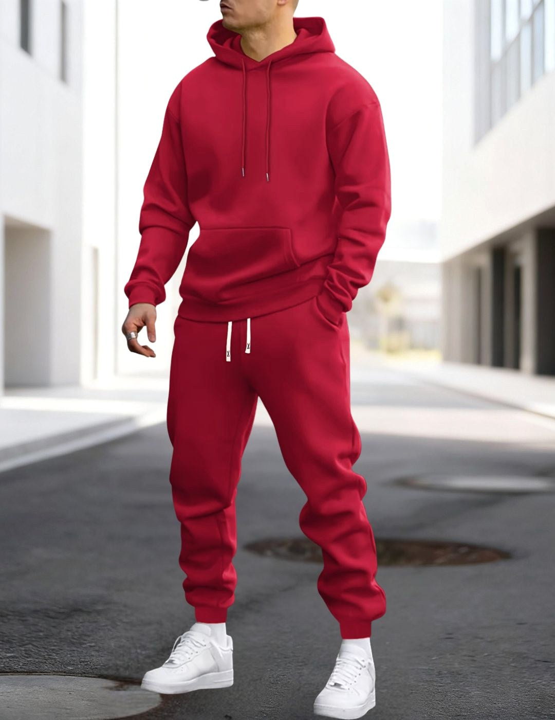 Clive | Men's Hooded Loungewear Set with Joggers, Comfortable Two-Piece Set | Everlasting Boutique | Rood