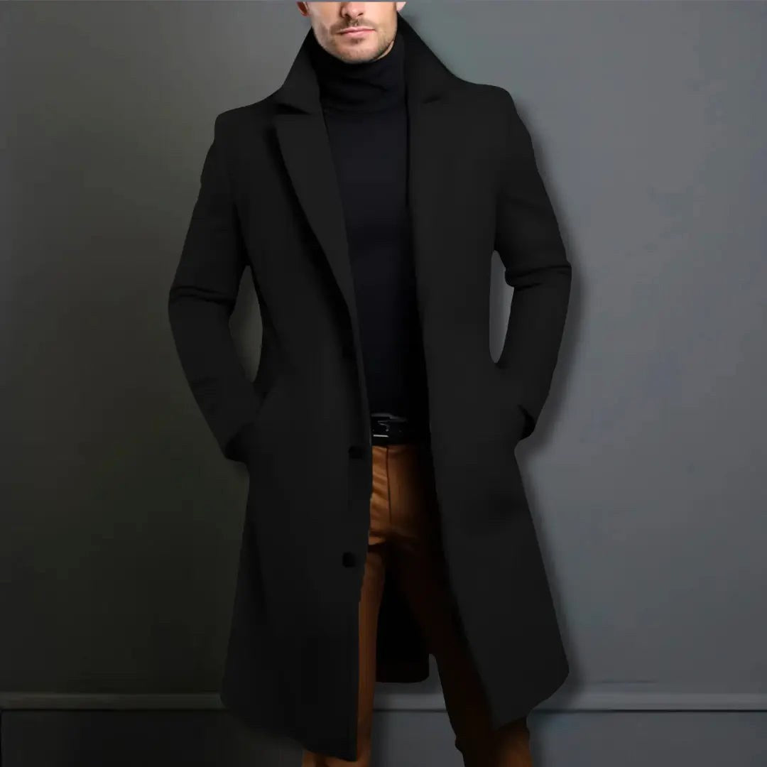 Cole | Men's Slim-Fit Long Overcoat, Tailored Autumn Coat | Everlasting Boutique