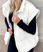 Colette | Women's Sleeveless Quilted Puffer Vest, Stand Collar Gilet | Everlasting Boutique | Black