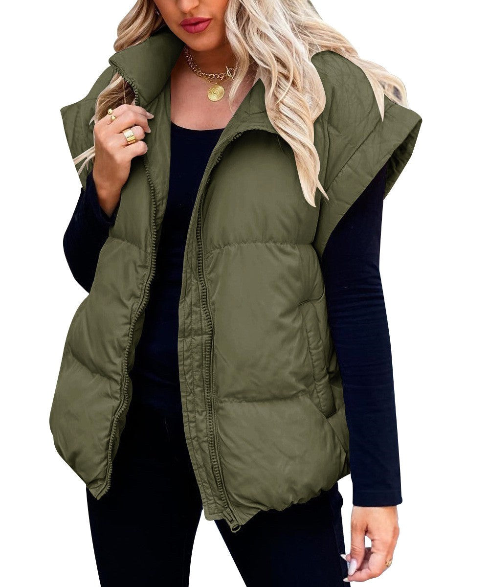 Colette | Women's Sleeveless Quilted Puffer Vest, Stand Collar Gilet | Everlasting Boutique