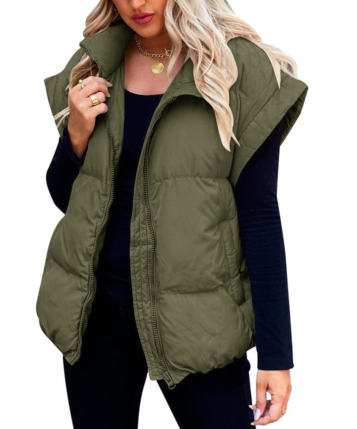 Colette | Women's Sleeveless Quilted Puffer Vest, Stand Collar Gilet | Everlasting Boutique