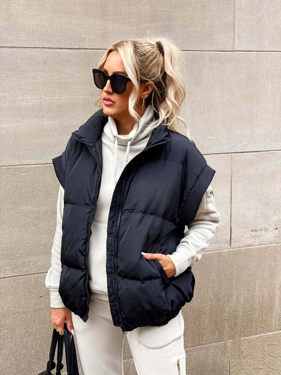 Colette | Women's Sleeveless Quilted Puffer Vest, Stand Collar Gilet | Everlasting Boutique