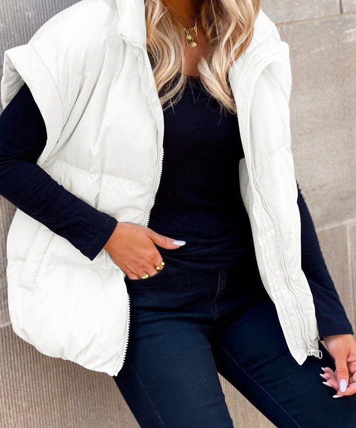 Colette | Women's Sleeveless Quilted Puffer Vest, Stand Collar Gilet | Everlasting Boutique