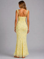 Connie | Women's Floral Maxi Dress with Ruffle Straps, Summer Evening Dress | Everlasting Boutique