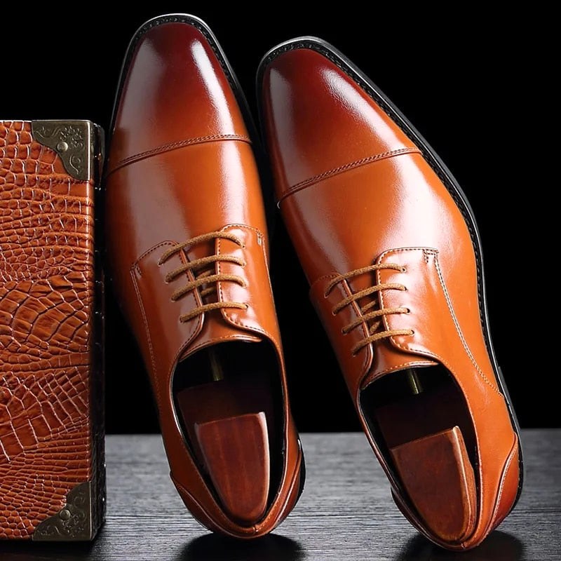 Connor | Men's Formal Lace-Up Dress Shoes, Rounded Toe Loafers | Animated Apparel | Brown