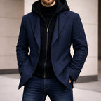Connor | Men's Tailored Double-Layer Coat, Structured Wool-Blend Coat | Everlasting Boutique | Navy Blue