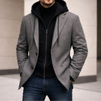 Connor | Men's Tailored Double-Layer Coat, Structured Wool-Blend Coat | Everlasting Boutique | Grey