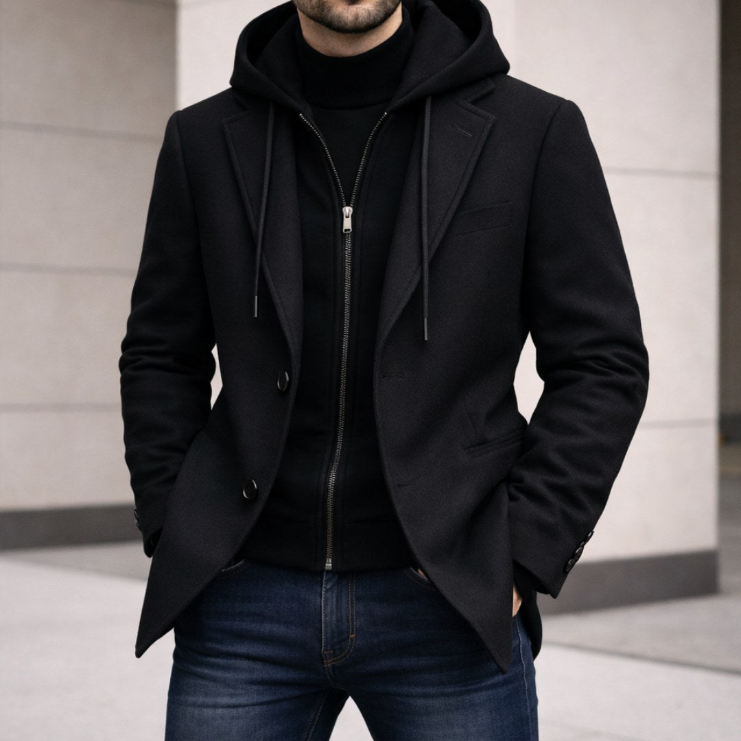 Connor | Men's Tailored Double-Layer Coat, Structured Wool-Blend Coat | Everlasting Boutique | Camel