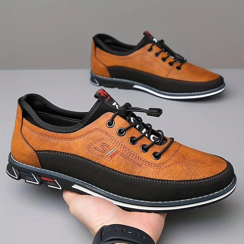 Conrad | Men's Leather Lace-Up Shoes in Cognac, Structured Oxford Shoes | Everlasting Boutique | Caramel
