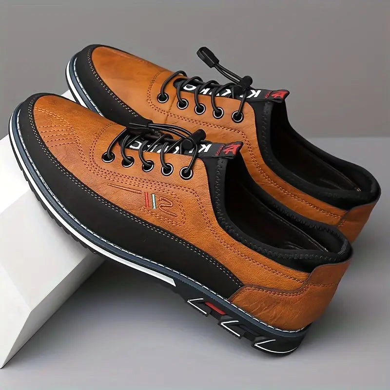 Conrad | Men's Leather Lace-Up Shoes in Cognac, Structured Oxford Shoes | Everlasting Boutique | Caramel