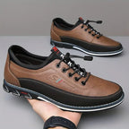 Conrad | Men's Leather Lace-Up Shoes in Cognac, Structured Oxford Shoes | Everlasting Boutique | Caramel