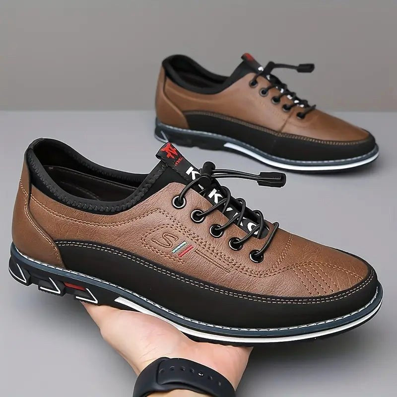 Conrad | Men's Leather Lace-Up Shoes in Cognac, Structured Oxford Shoes | Everlasting Boutique | Caramel