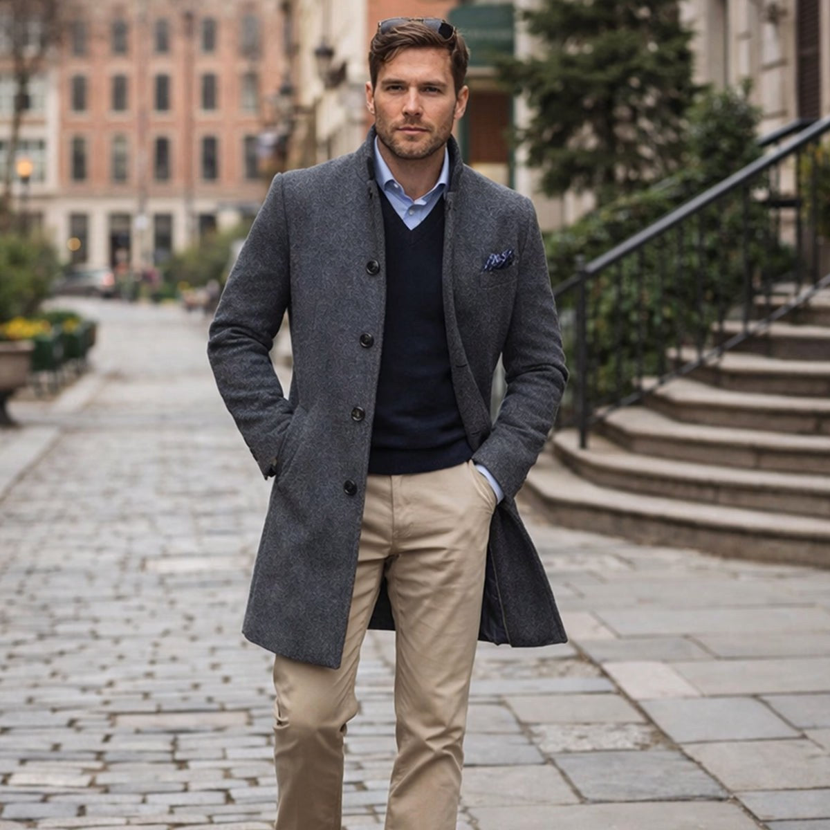 Cooper | Men's Wool Blend Single Breasted Trench Coat, Tailored Autumn Coat | Everlasting Boutique