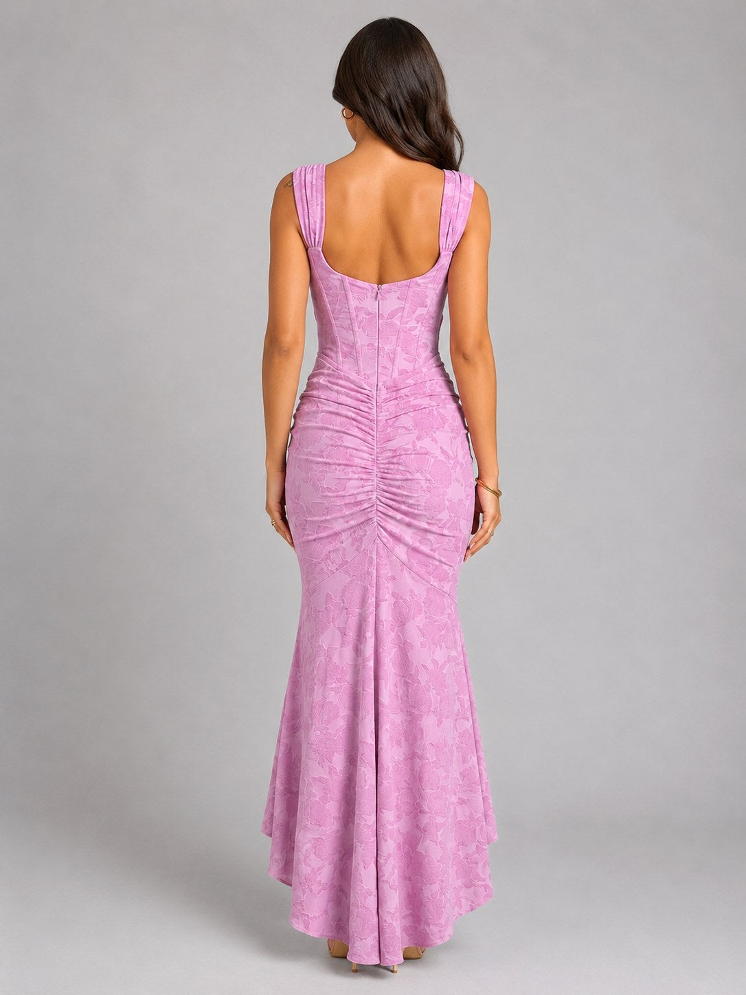 Cora | Women's Floral Corset Maxi Dress, Asymmetrical Hem Maxi Dress | Everlasting Boutique | White
