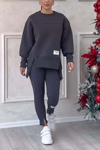Daisy | Women's Oversized Sweatshirt with Slits and Leggings Set, Two-Piece Lounge Set | Everlasting Boutique