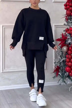Daisy | Women's Oversized Sweatshirt with Slits and Leggings Set, Two-Piece Lounge Set | Everlasting Boutique