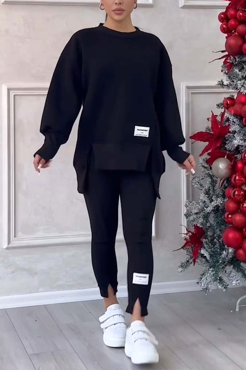 Daisy | Women's Oversized Sweatshirt with Slits and Leggings Set, Two-Piece Lounge Set | Everlasting Boutique