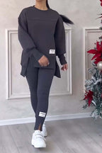 Daisy | Women's Oversized Sweatshirt with Slits and Leggings Set, Two-Piece Lounge Set | Everlasting Boutique