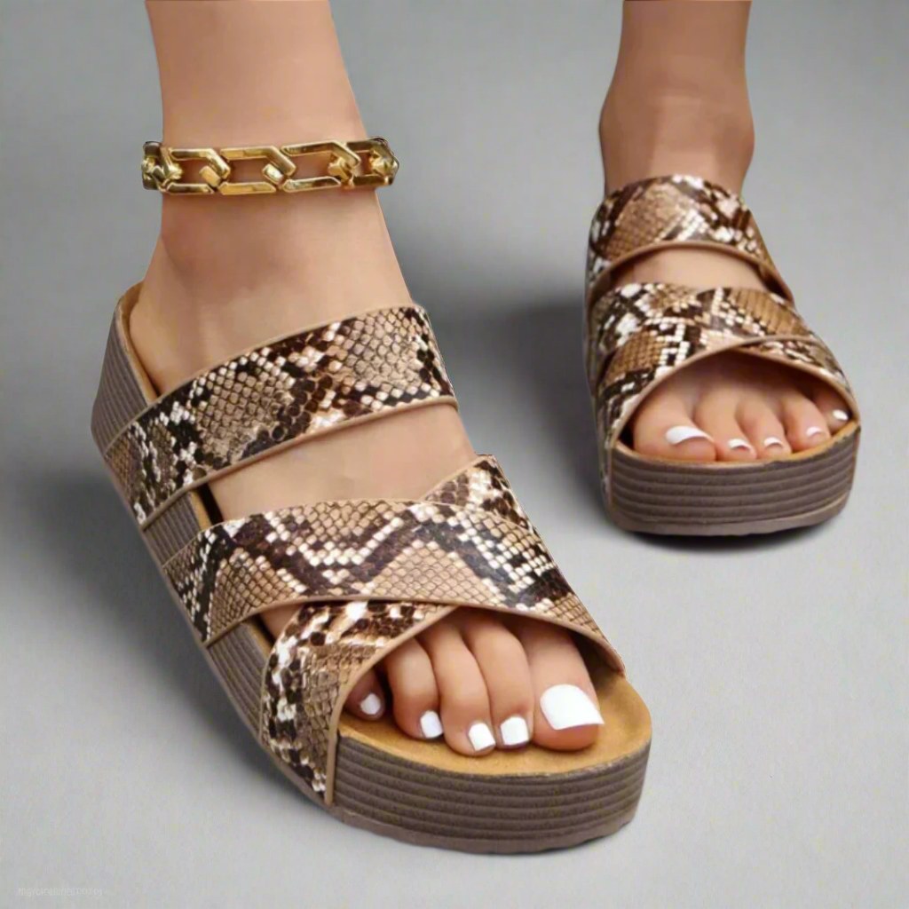 Everlasting Boutique | Dana | Women's Orthopedic Comfort Sandals - Snake print
