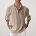 Daniel | Men's Relaxed Linen Shirt with Long Sleeves, Rolled-Cuff Summer Shirt | Everlasting Boutique | Khaki