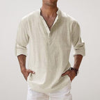 Daniel | Men's Relaxed Linen Shirt with Long Sleeves, Rolled-Cuff Summer Shirt | Everlasting Boutique | Beige