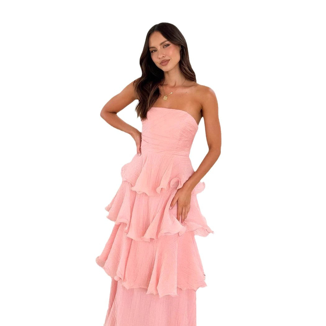 Danielle | Women's Strapless Tiered Maxi Dress, Ruffle Wedding Guest Dress | Everlasting Boutique | Light Purple