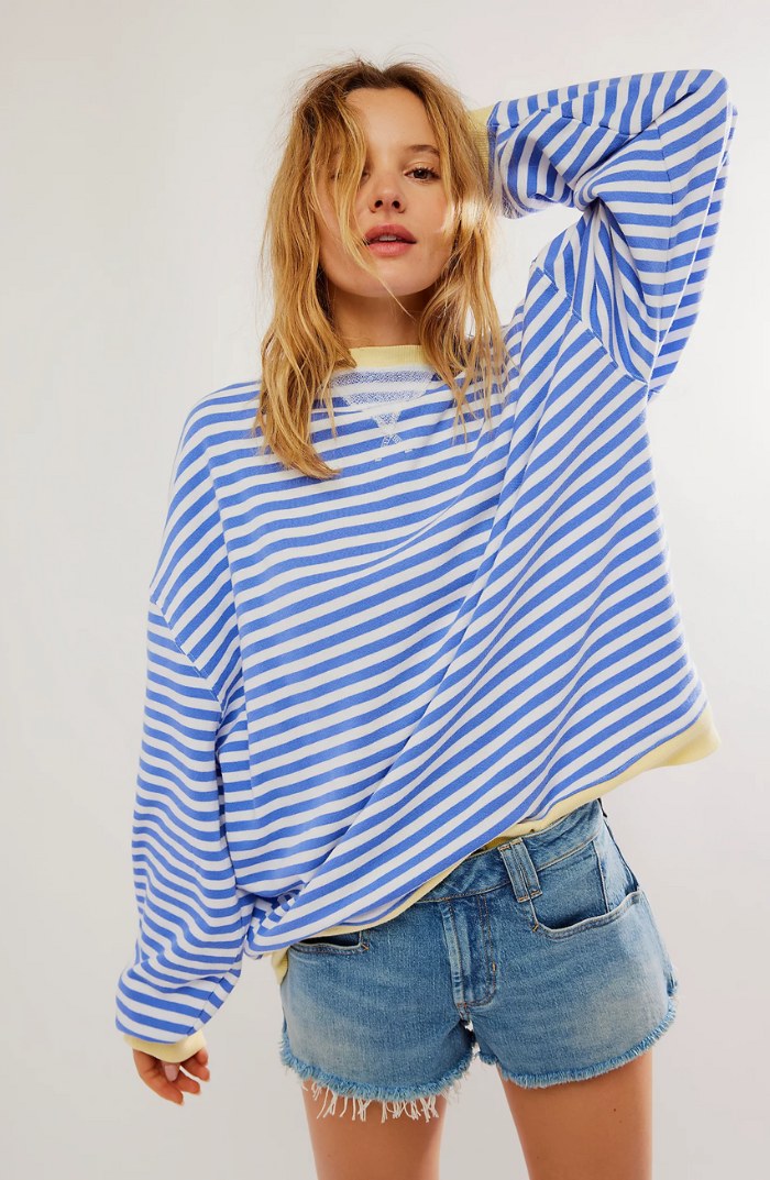 Darcy | Women's Striped Oversized Jumper, Relaxed Fit Knit Top | Everlasting Boutique | Oranje