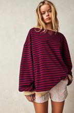 Darcy | Women's Striped Oversized Jumper, Relaxed Fit Knit Top | Everlasting Boutique