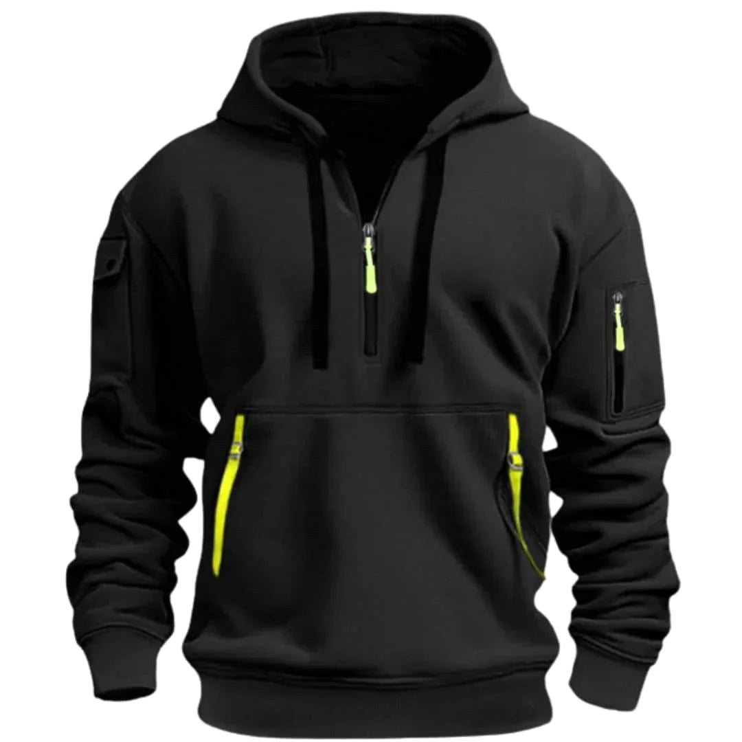 David | Men's Lightweight Hoodie with Adjustable Hood and Half-Zipper, Relaxed-Fit Hooded Jumper | Everlasting Boutique