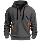 David | Men's Lightweight Hoodie with Adjustable Hood and Half-Zipper, Relaxed-Fit Hooded Jumper | Everlasting Boutique