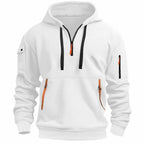 David | Men's Lightweight Hoodie with Adjustable Hood and Half-Zipper, Relaxed-Fit Hooded Jumper | Everlasting Boutique