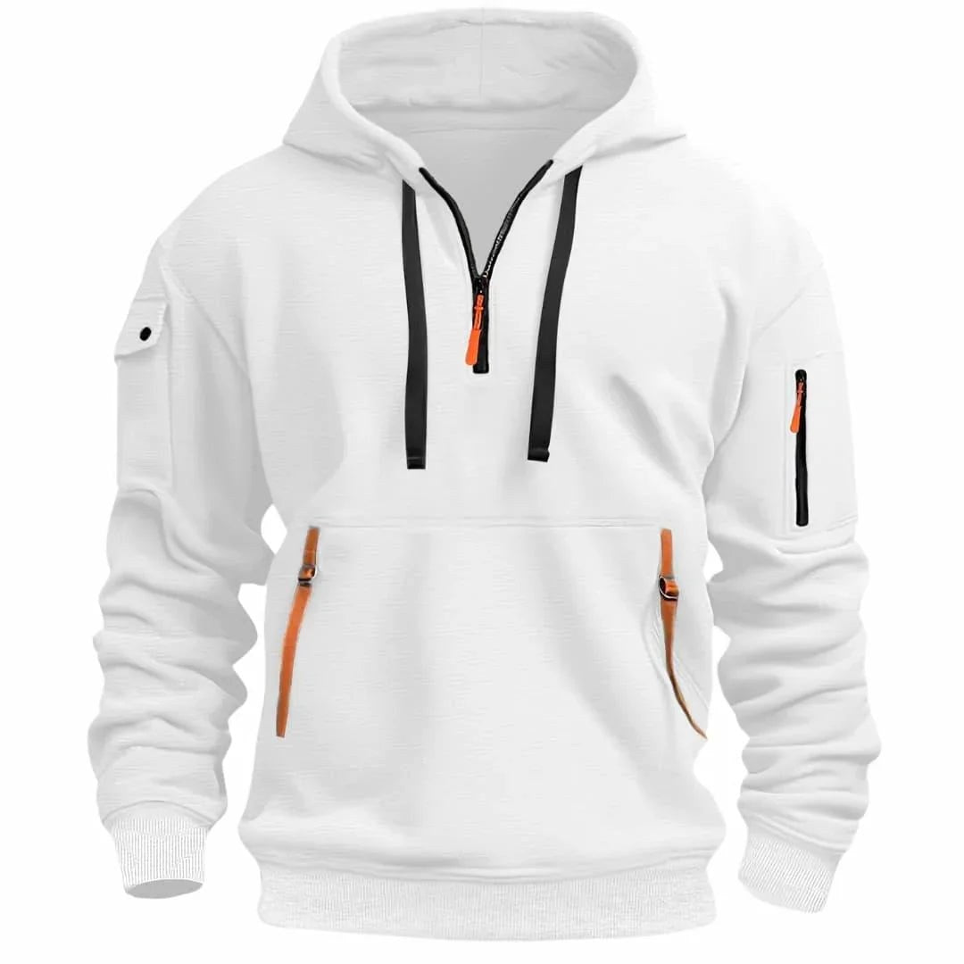 David | Men's Lightweight Hoodie with Adjustable Hood and Half-Zipper, Relaxed-Fit Hooded Jumper | Everlasting Boutique