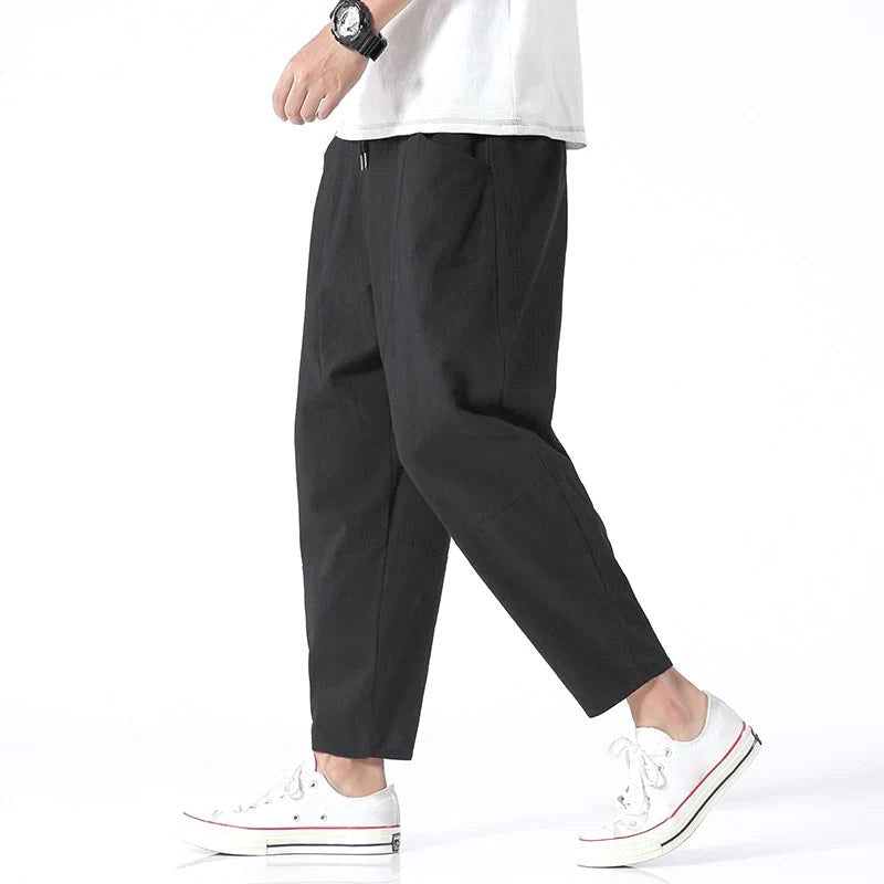 Declan | Men's Cropped Trousers with Drawstring Waist, Relaxed-Fit Casual Trousers | Everlasting Boutique