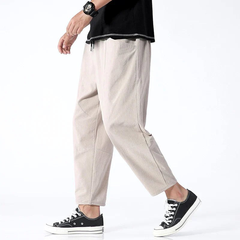 Declan | Men's Cropped Trousers with Drawstring Waist, Relaxed-Fit Casual Trousers | Everlasting Boutique