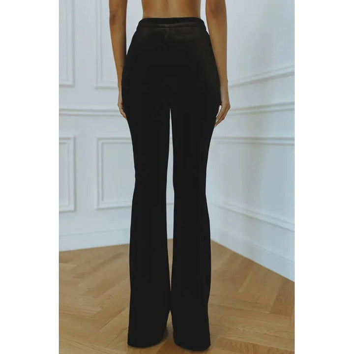 Delphine | Women's Single-Button Blazer Flare Trouser Set, Contrast Lapel Two-Piece Suit | Everlasting Boutique