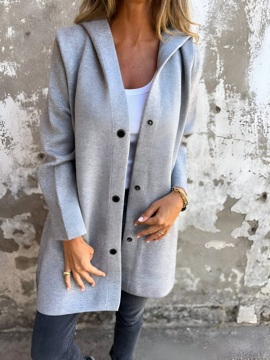 Denise | Women's Hooded Cotton-Blend Jacket, Relaxed Transitional Jacket | Everlasting Boutique | Black