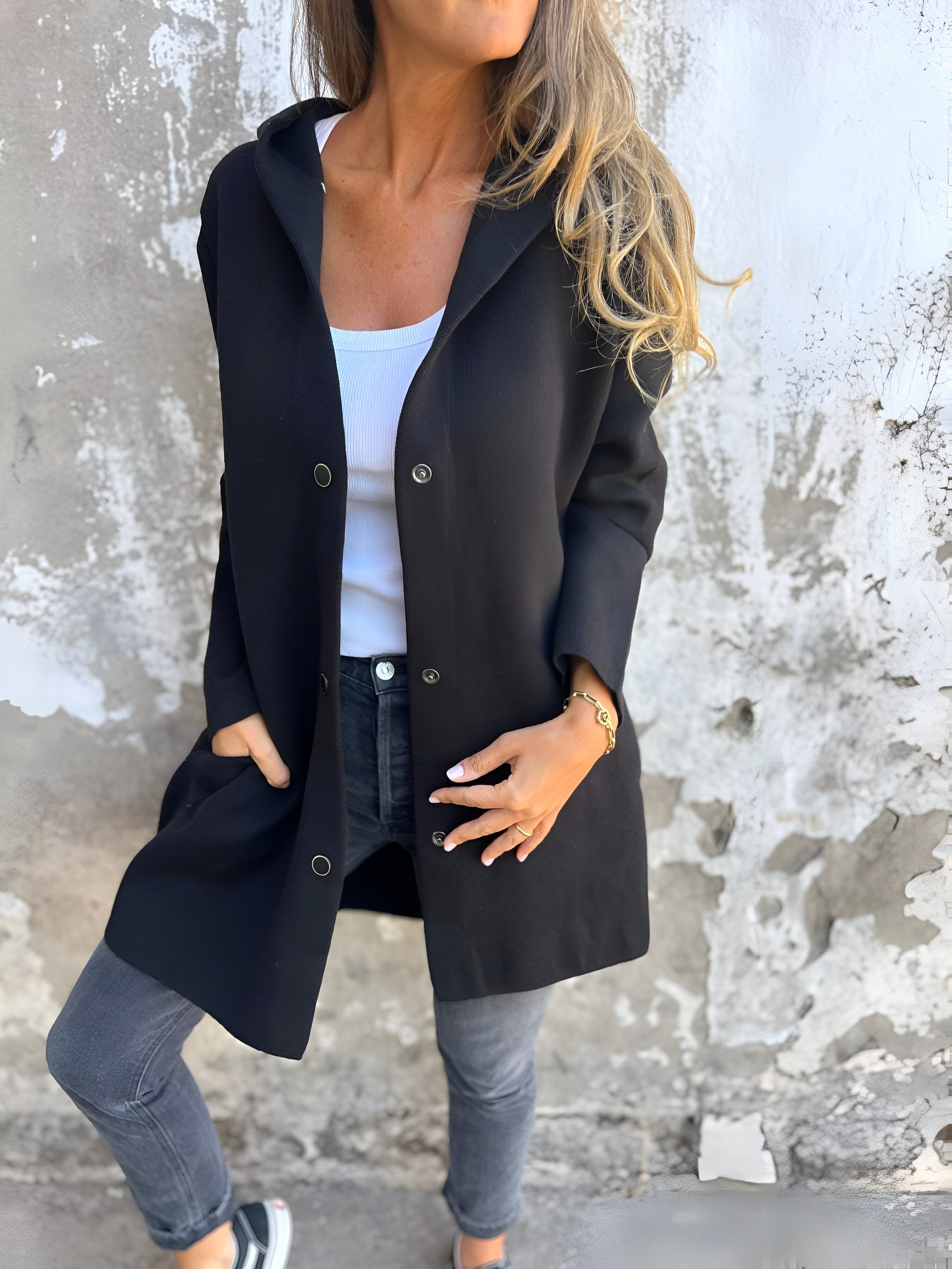 Denise | Women's Hooded Cotton-Blend Jacket, Relaxed Transitional Jacket | Everlasting Boutique | Green