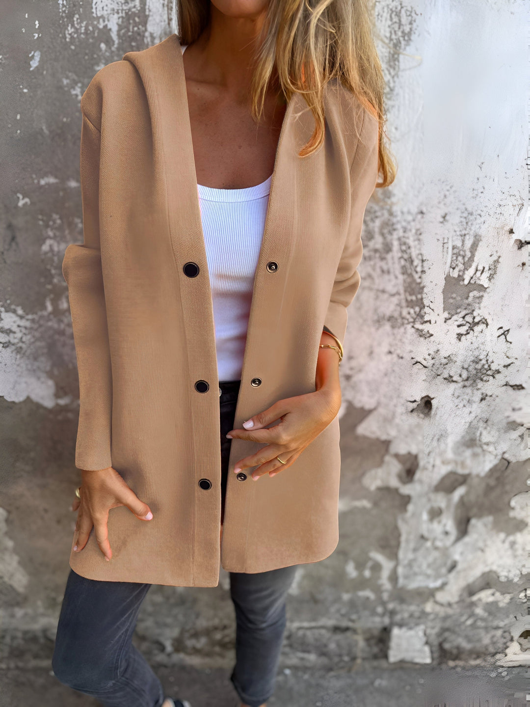 Denise | Women's Hooded Cotton-Blend Jacket, Relaxed Transitional Jacket | Everlasting Boutique | Dark Orange