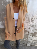 Denise | Women's Hooded Cotton-Blend Jacket, Relaxed Transitional Jacket | Everlasting Boutique | Dark Orange