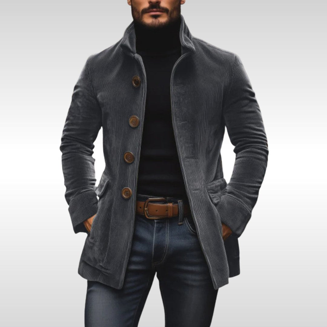 Detlef | Men's Corduroy Jacket with Structured Cut, Classic Autumn Jacket | Everlasting Boutique | Grey