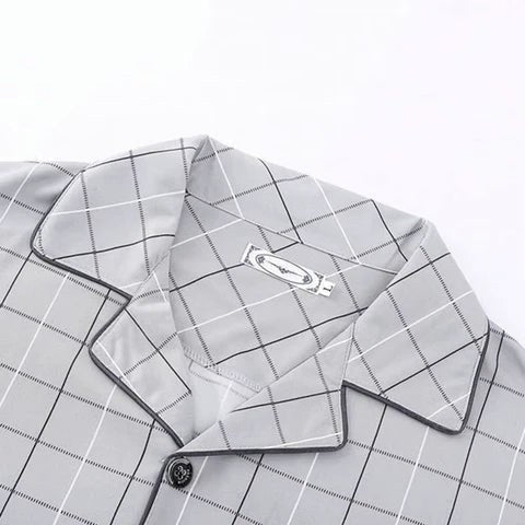 Dieter | Men's Striped Pyjamas with Long Sleeves, Two-Piece Pyjama Set | Everlasting Boutique | Iron Grey