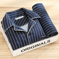 Dieter | Men's Striped Pyjamas with Long Sleeves, Two-Piece Pyjama Set | Everlasting Boutique | Grey-Brown